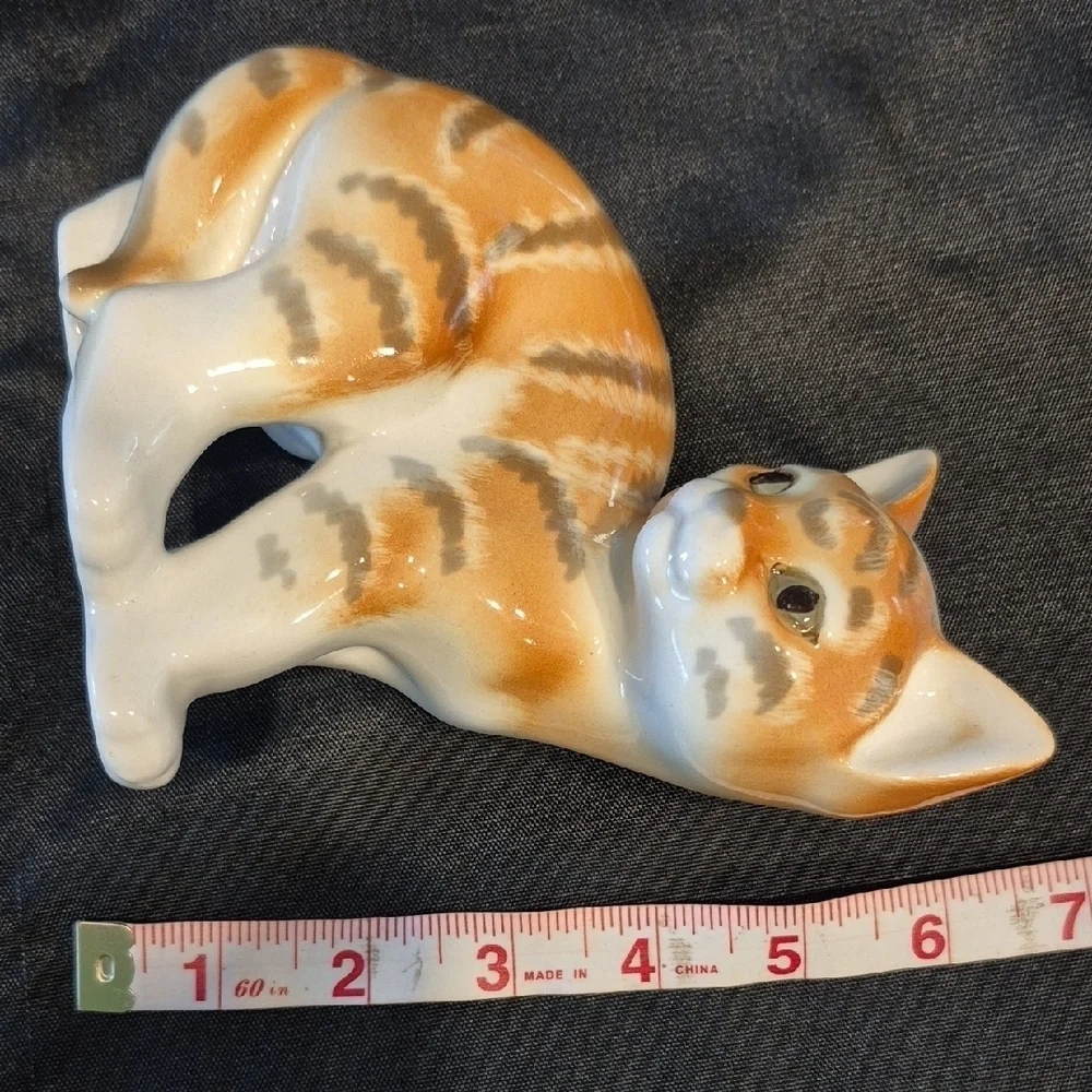 Lomonosov Large Rare Porcelain Tabby Cat Figurine